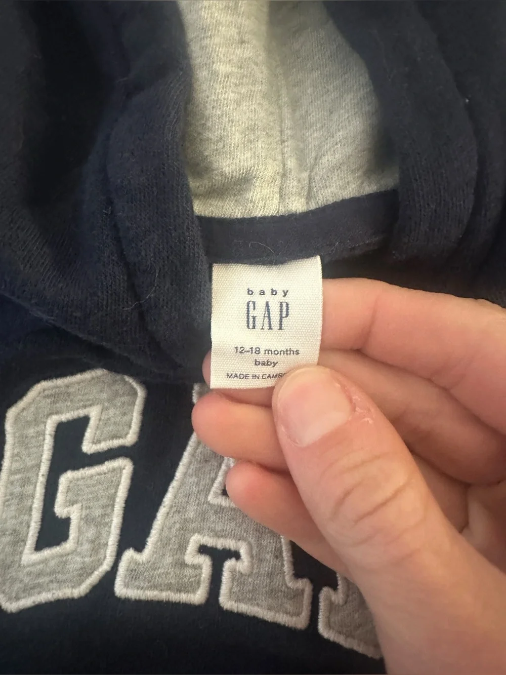 GAP 12-18m Navy Logo Hoodie